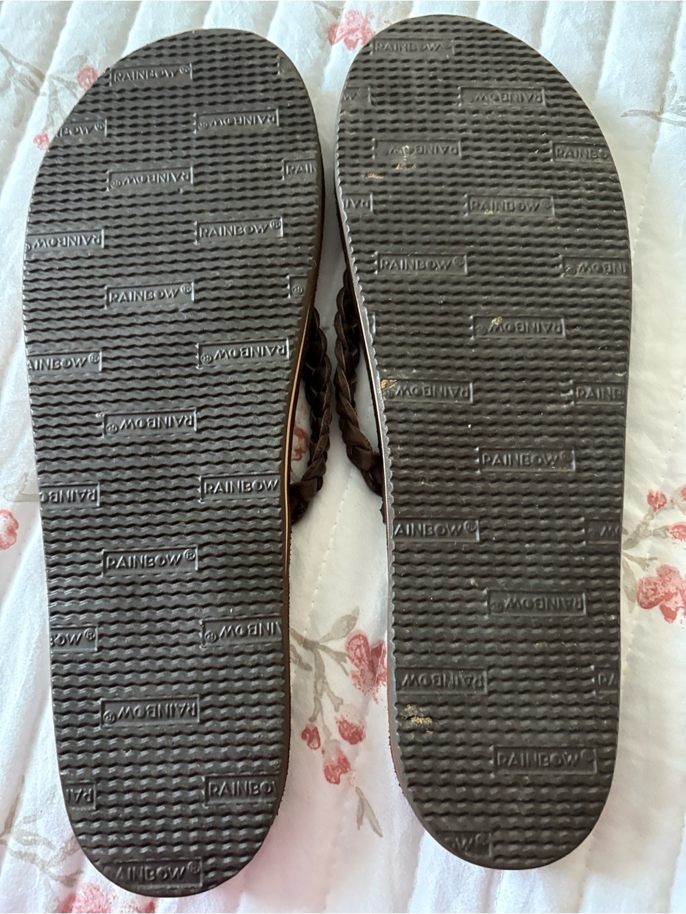 Rainbow Brown Braided Leather Flip Flops - Picture 4 of 4